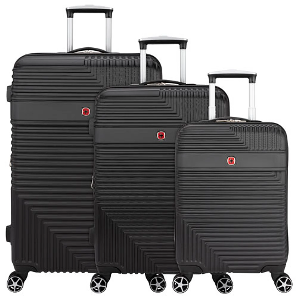 SWISSGEAR Elegance 3-Piece Hard Side 4-Wheeled Expandable Luggage Set - Black