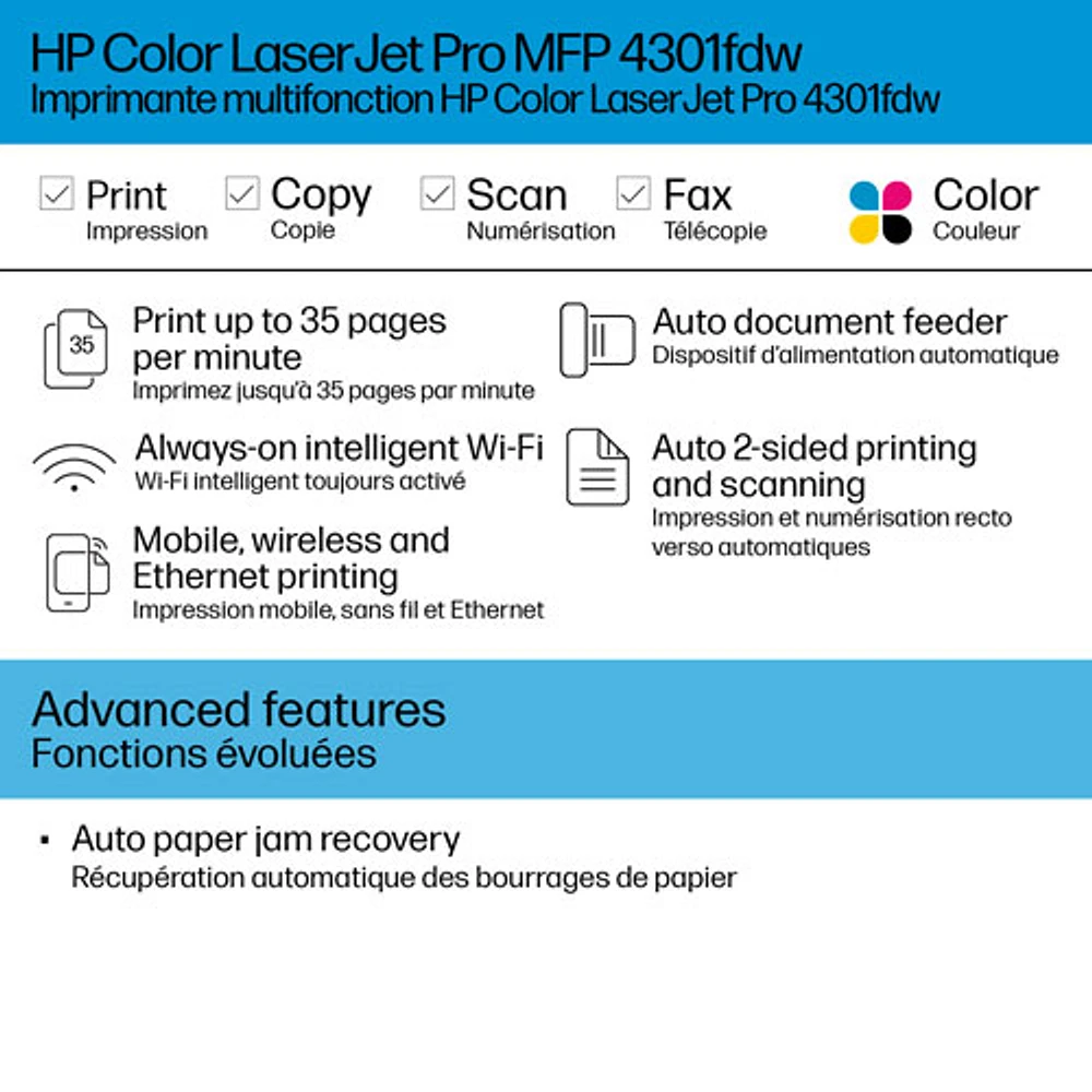 HP LaserJet Pro 4301FDW Colour All-In-One Laser Printer