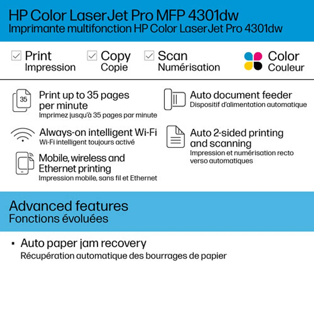 HP LaserJet Pro 4301DW Colour Wireless All-In-One Laser Printer