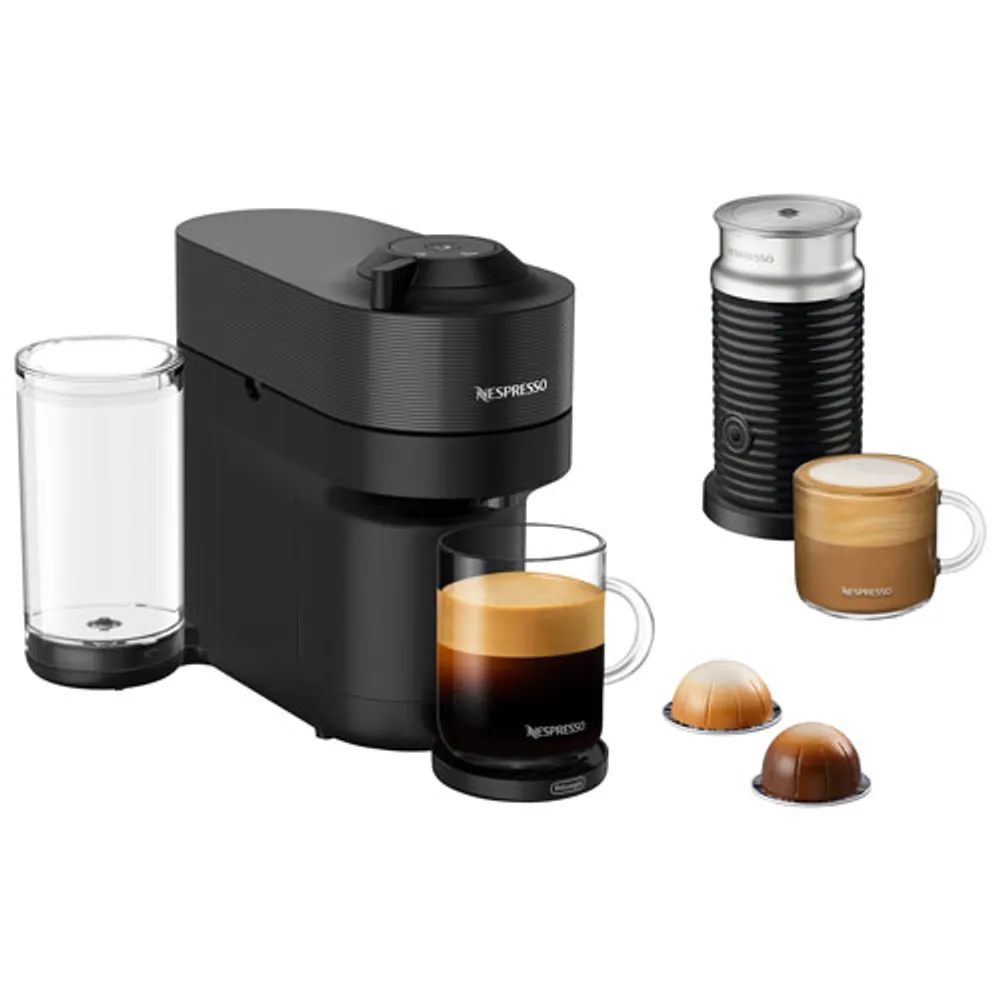 Nespresso Vertuo Pop+ Coffee & Espresso Machine Bundle by De'Longhi - Liquorice Black