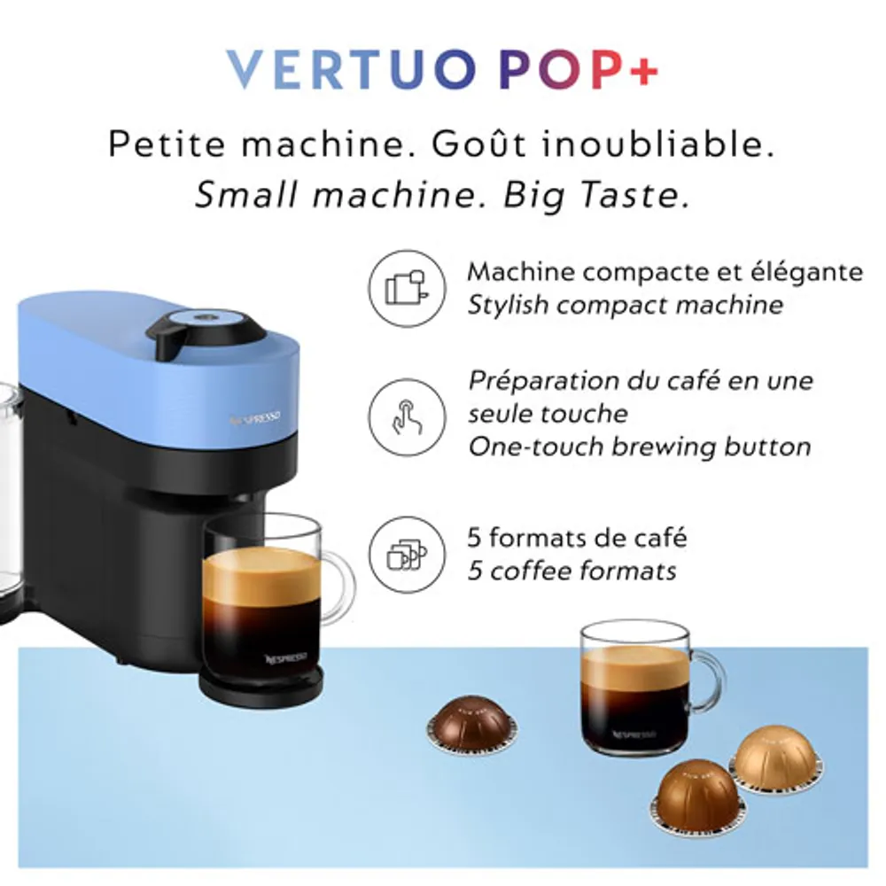 Nespresso Vertuo Pop+ Coffee & Espresso Machine Bundle by De'Longhi - Pacific  Blue