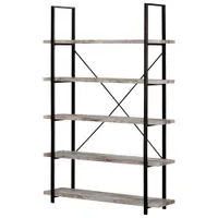 Gimetri 69" 5-Shelf MDF Bookcase - Soft Grey