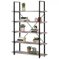 Gimetri 69" 5-Shelf MDF Bookcase - Soft Grey