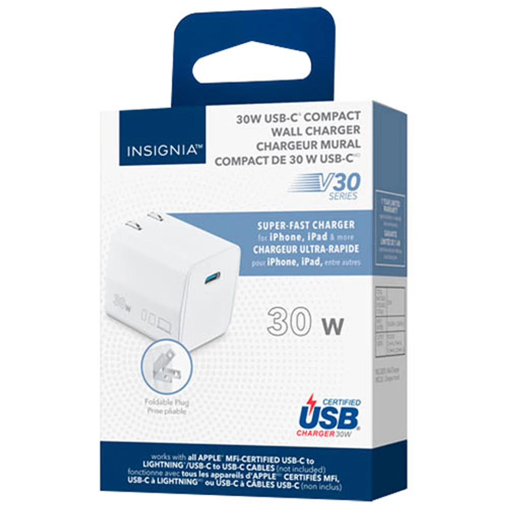 Insignia 30W USB-C Wall Charger (NS-MW330C1W24-C) - White - Only at Best Buy