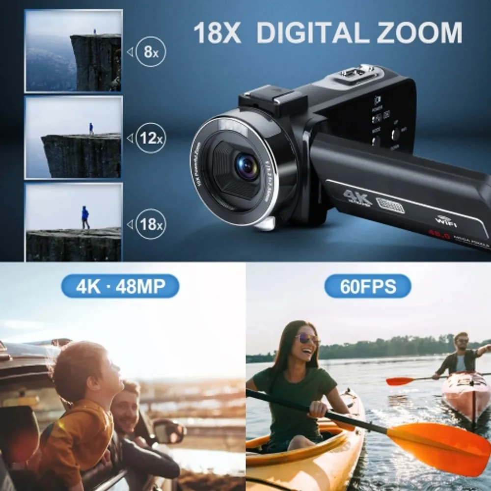 Digital Camera, 4K Video NBD Cameras for Photography for  with WiFi,  3.0 IPS 180°Flip Screen, Wide Angle Lens, Macro Lens, 16X Digital Zoom