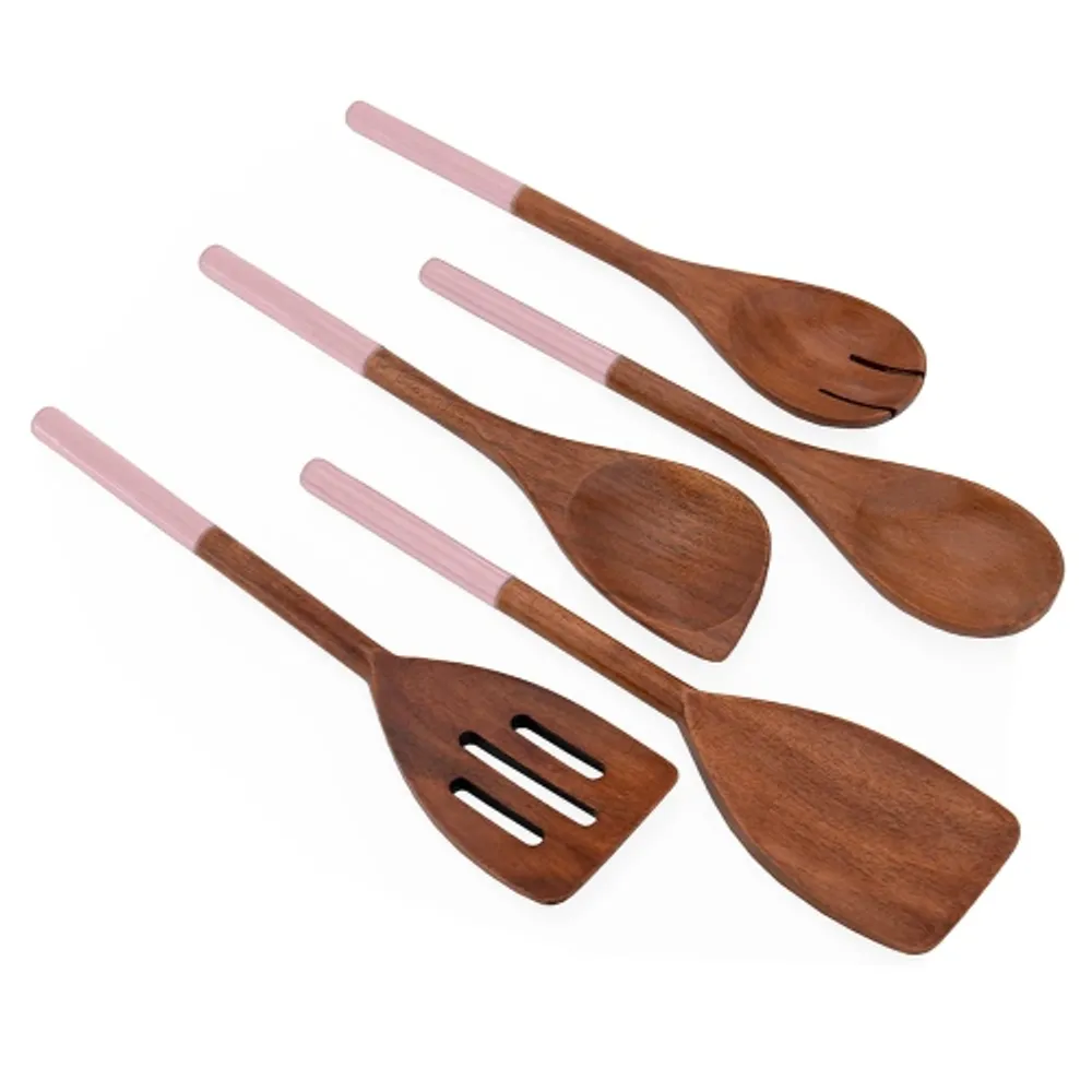 Wooden Kitchen Utensils, Including Spatula, Turner, Ladle, Slotted