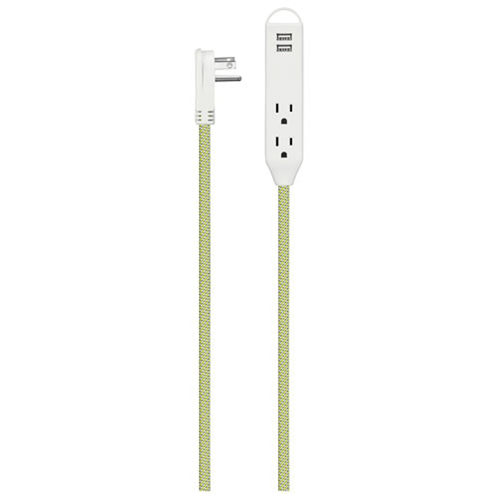 Insignia 6 ft. 3-Outlet 2-USB Power Strip - Green - Only at Best Buy