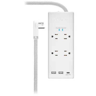 Insignia 4-Outlet 3-USB Surge Protector - Only at Best Buy