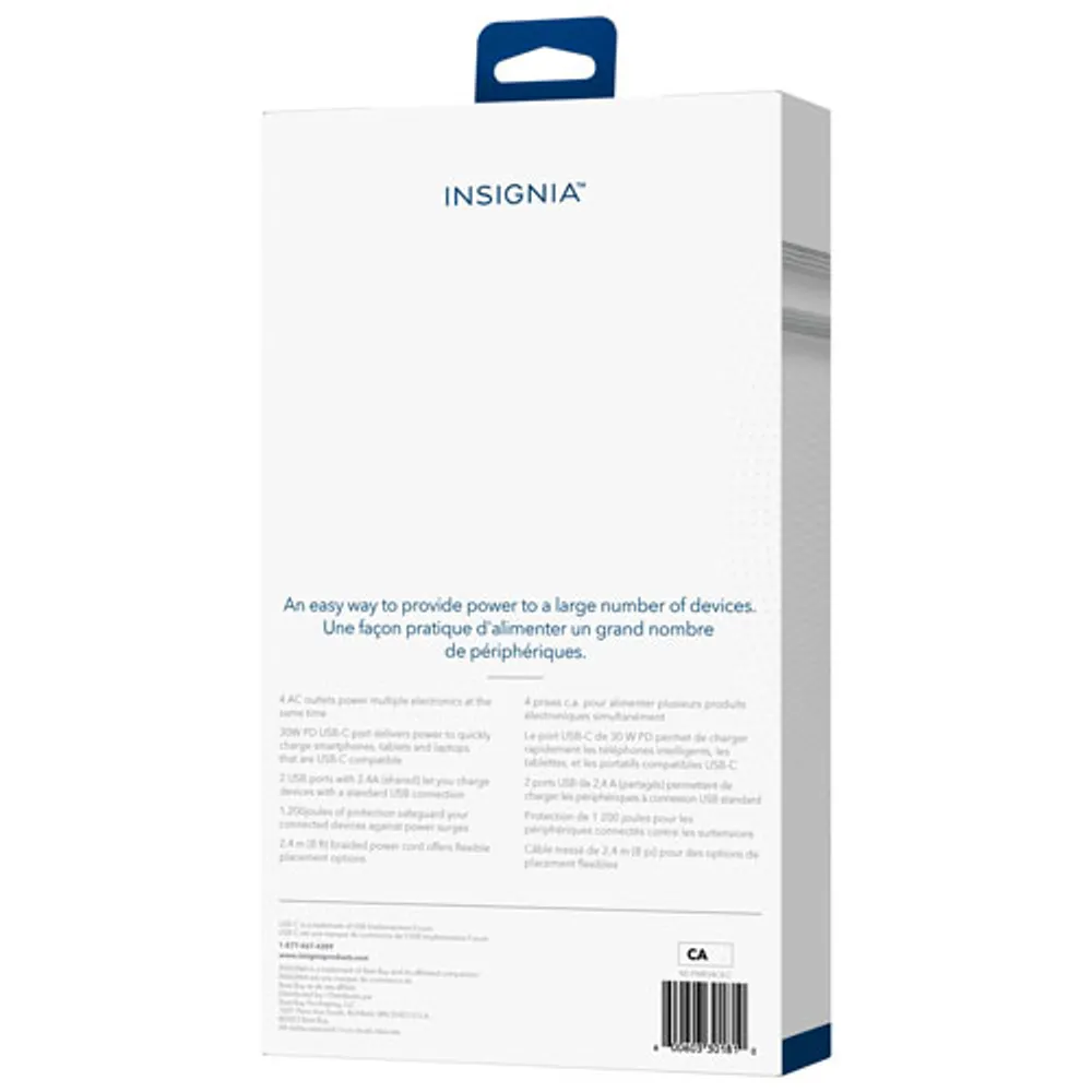 Insignia 4-Outlet 3-USB Surge Protector - Only at Best Buy