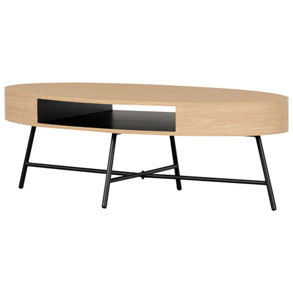 Mezzy Modern Oval Coffee Table - Pale Oak