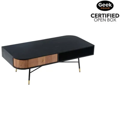 Open Box - Black & Tan Contemporary Rectangular Coffee Table - Black