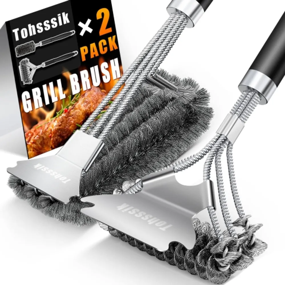 Dyna-Glo 18 in. Grill Brush with Palmyra Bristles and Stainless Steel Scraper
