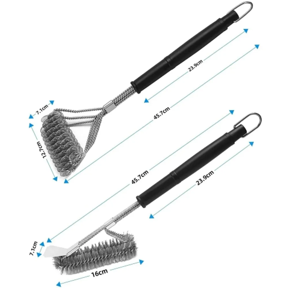 2pcs, Grill Brush Set, BBQ Brush And Scraper, 12 Inch Barbecue Grill Brush,  Two Set For All Grill Cleaning, Best Safe BBQ Cleaner Gift, For Barbecue
