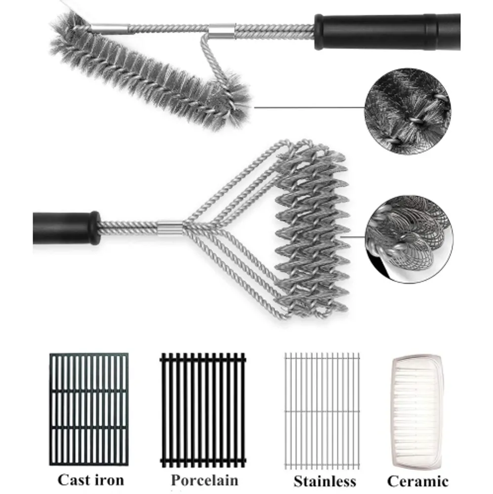 2pcs, Grill Brush Set, BBQ Brush And Scraper, 12 Inch Barbecue Grill Brush,  Two Set For All Grill Cleaning, Best Safe BBQ Cleaner Gift, For Barbecue