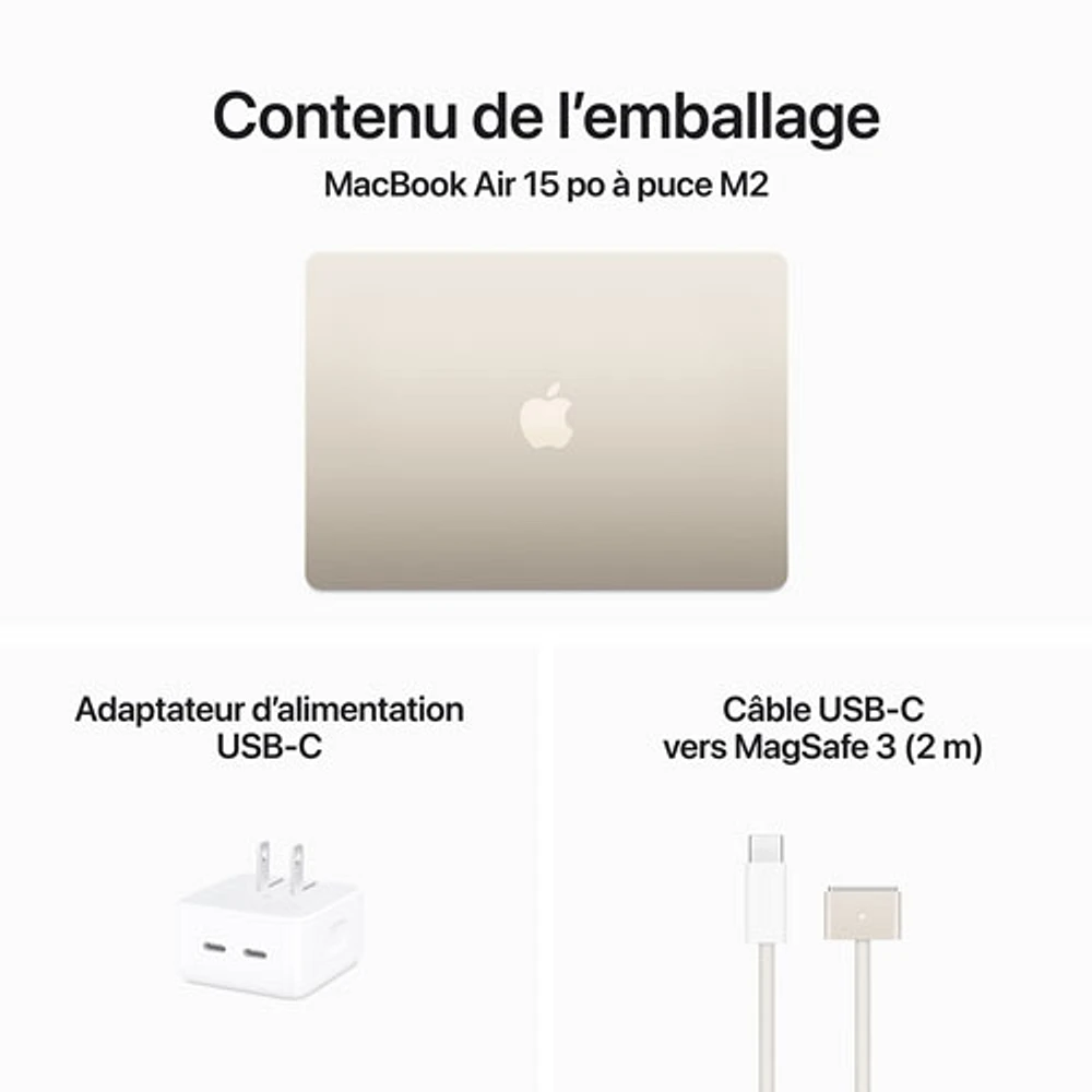 Apple MacBook Air 15" w/ Touch ID (2023) - Starlight (Apple M2 Chip / 512GB SSD / 8GB RAM) - English