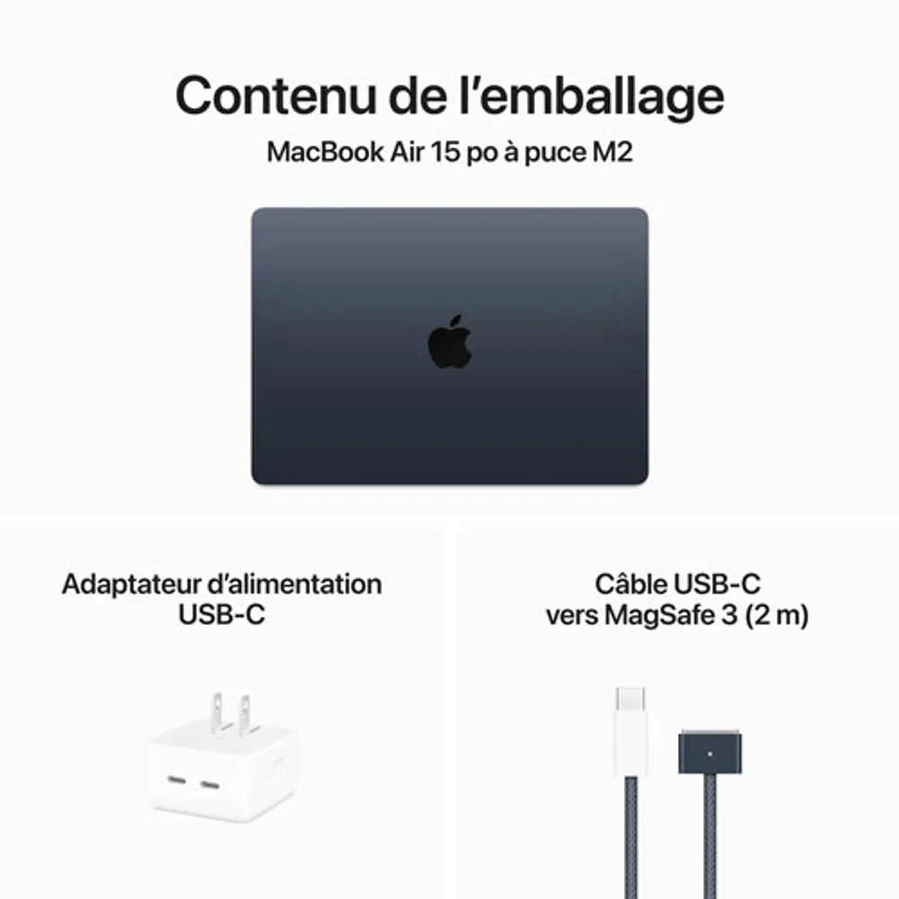 Apple MacBook Air 15" w/ Touch ID (2023) - Midnight (Apple M2 Chip / 256GB SSD / 8GB RAM) - English