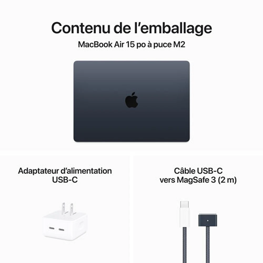 Apple MacBook Air 15" w/ Touch ID (2023) - Midnight (Apple M2 Chip / 512GB SSD / 8GB RAM) - English