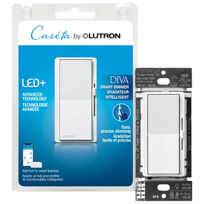 Lutron Diva Smart Dimmer Switch for Caseta Smart Lighting (DVRF-6L-WH-RC)