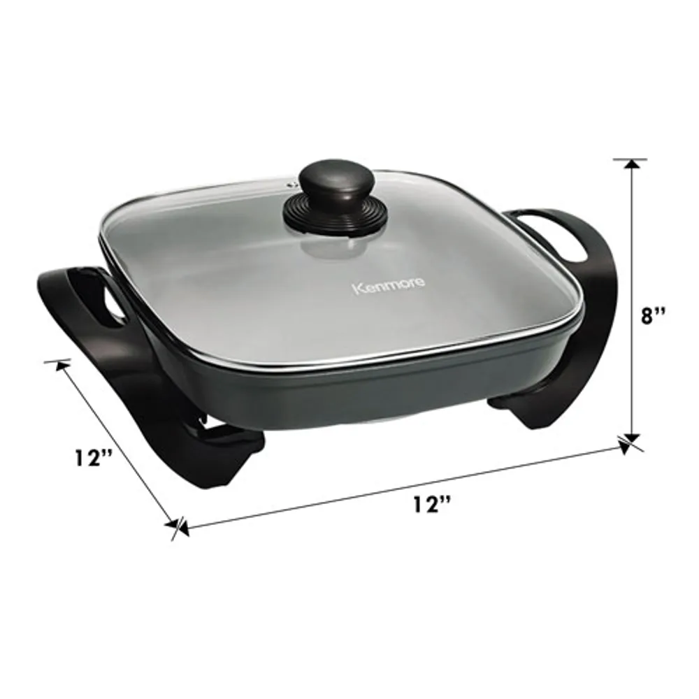 Kenmore Electric Skillet with Lid - Black/Silver