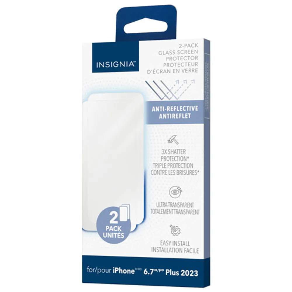 Insignia Anti-Reflective Glass Screen Protector For iPhone 15 Plus - 2 Pack - Only at Best Buy