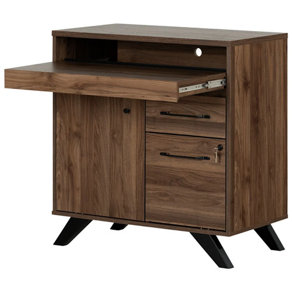 South Shore Flam Rectangular 33"W Secretary Desk - Natural Walnut