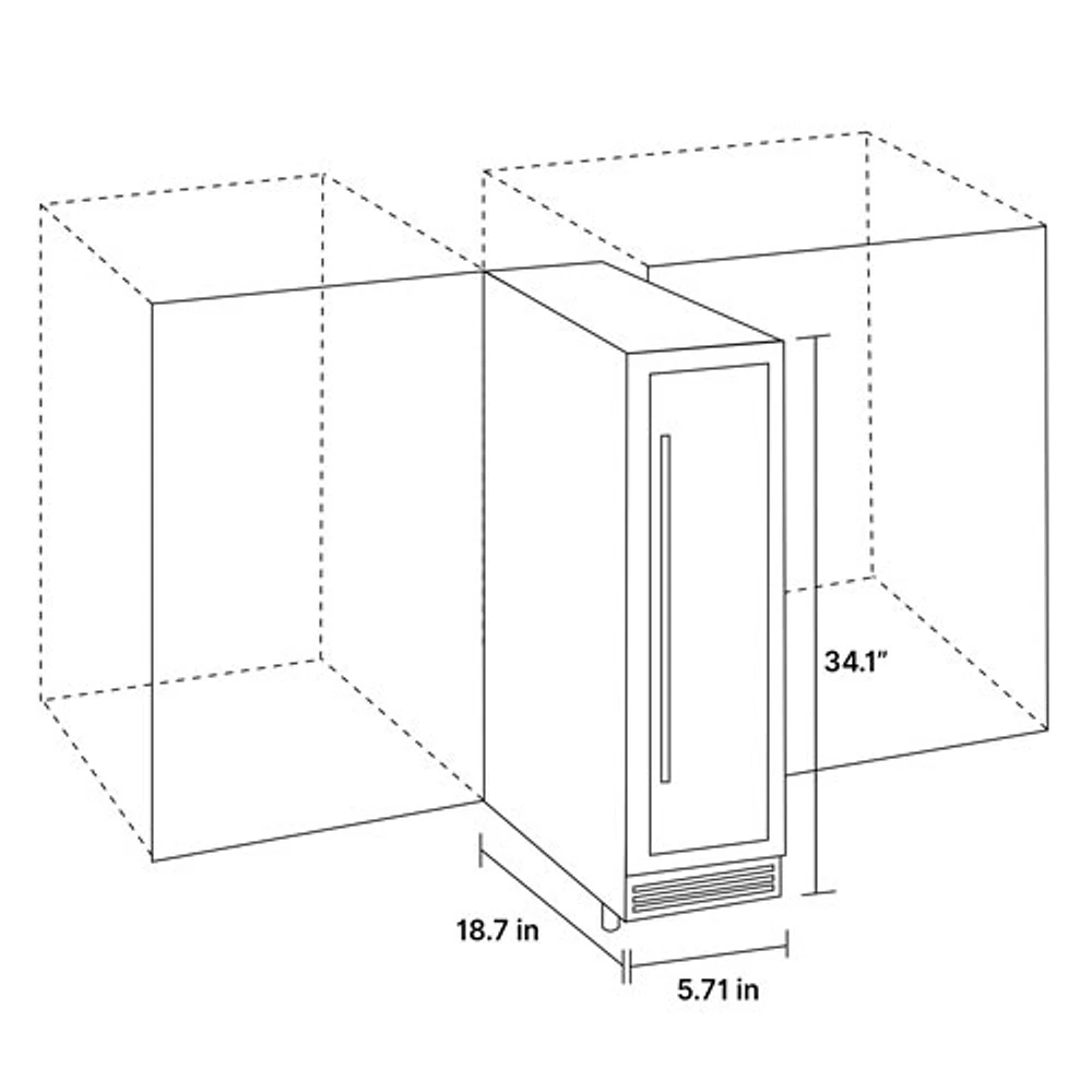 Réfrigérateur à vin encastrable mince 6 po pour dessous de comptoir de 7 bouteilles Koolatron