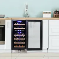 Koolatron 28-Bottle Dual Zone 15" Under Counter Wine Cooler with Lock