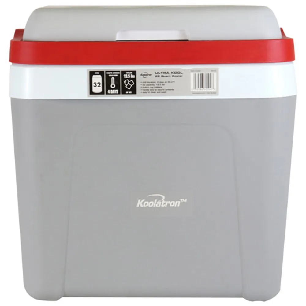 Koolatron Ultra Kool Travel Hard Sided Cooler (KIC25) - 25 Litres - Grey/Red