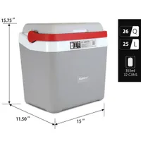 Koolatron Ultra Kool Travel Hard Sided Cooler (KIC25) - 25 Litres - Grey/Red