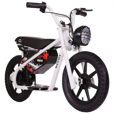 Droyd Weeler Electric Kids Mini Bike (200W Motor / 16km/h Top Speed) - Ages 6-10 - White