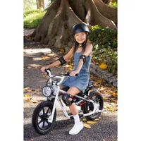 Droyd Weeler Electric Kids Mini Bike (200W Motor / 16km/h Top Speed) - Ages 6-10 - White