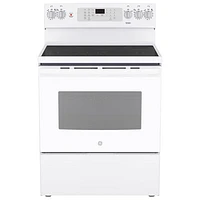 Cuisinière électrique autonome 5 éléments convection véritable, friture l'air 5 pi³ 30 po GE (JCB840DVWW) -Blanc