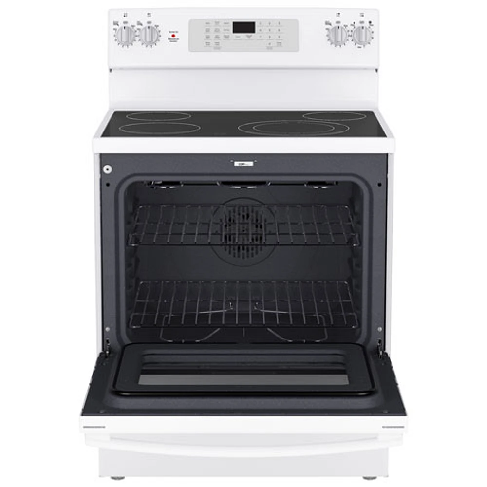 GE 30" 5.0 Cu. Ft. Fan Convection Freestanding Electric Air Fry Range (JCB830DVWW) - White