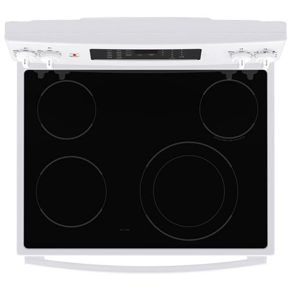 Cuisinière électrique autonome avec convection à ventilateur et friture à l'air 5 pi³ 30 po de GE (JCB830DVWW) - Blanc