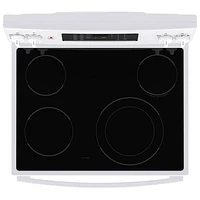 Cuisinière électrique autonome avec convection à ventilateur et friture à l'air 5 pi³ 30 po de GE (JCB830DVWW) - Blanc