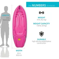 Kayak de 6 pi pour jeunes Wave avec pagaie de Lifetime - Rose