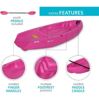 Kayak de 6 pi pour jeunes Wave avec pagaie de Lifetime - Rose