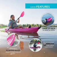 Kayak de 6 pi pour jeunes Wave avec pagaie de Lifetime - Rose