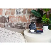 iHome Powervalet Quad Compact Alarm Clock with Qi Wireless Fast Charging - Black/Gunmetal