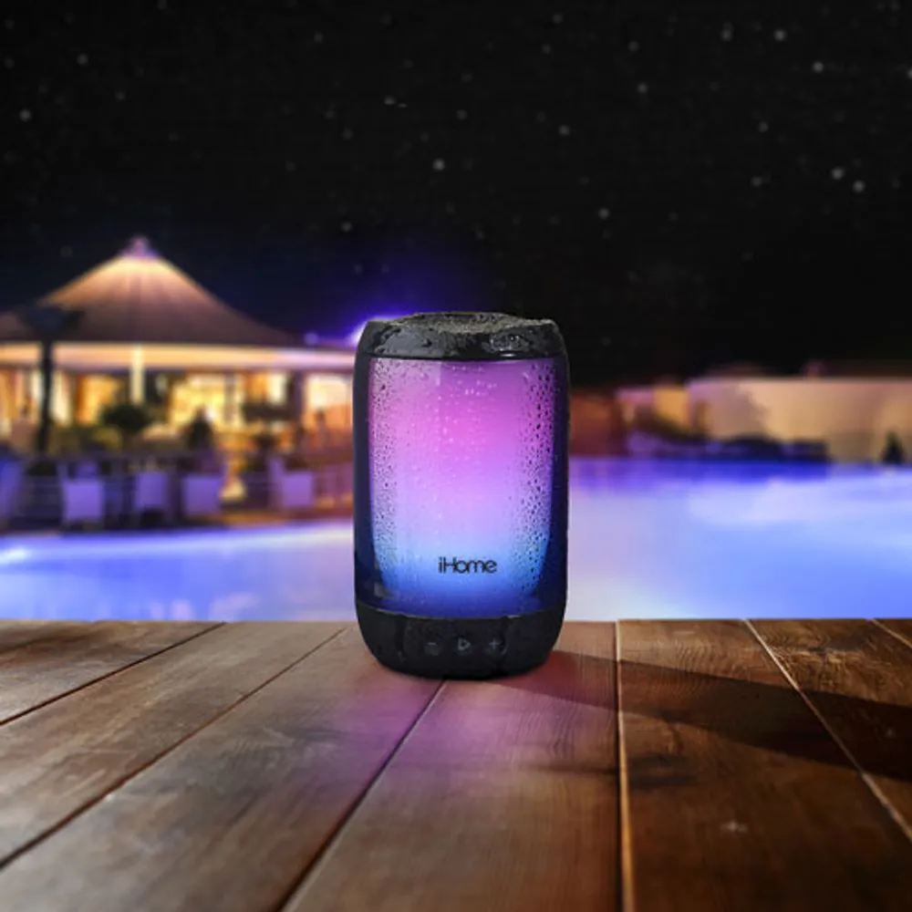 iHome Playglow+ Rechargeable Waterproof Bluetooth Speaker with Mega Battery - Black
