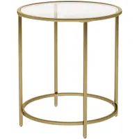 Vasagle LGT20G Contemporary Tempered Glass End Table - Gold