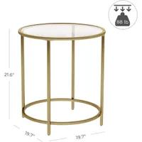 Vasagle LGT20G Contemporary Tempered Glass End Table - Gold