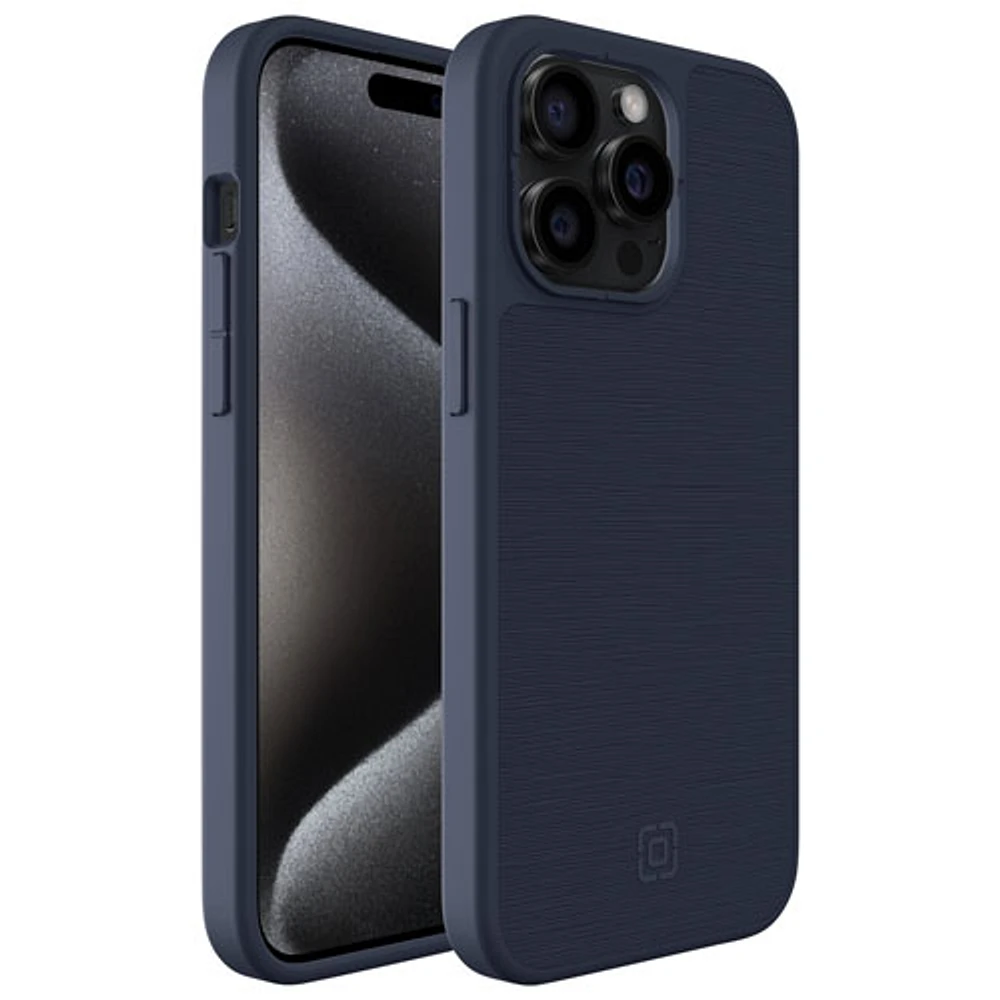 Incipio Cru Leather Fitted Hard Shell Case with MagSafe for iPhone 15 Pro Max - Navy - Only at Best Buy