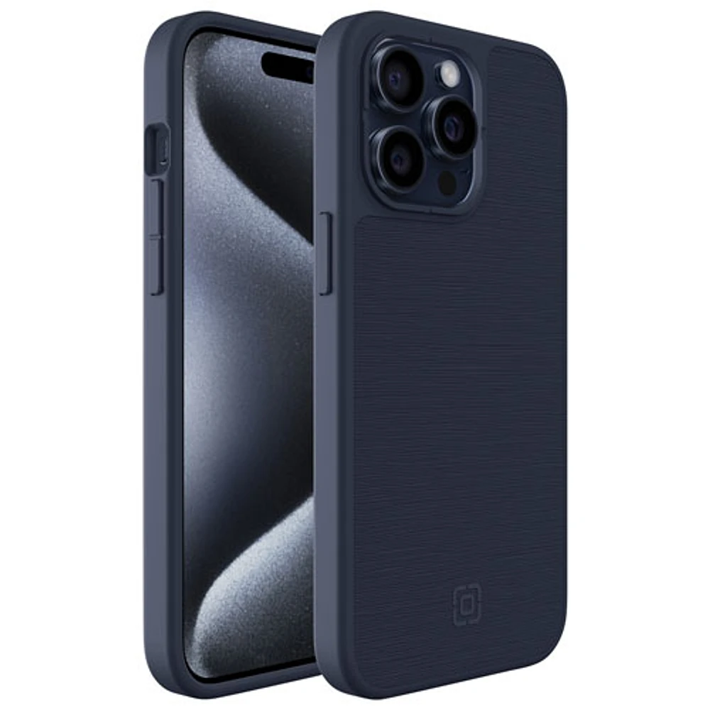 Incipio Cru Leather Fitted Hard Shell Case with MagSafe for iPhone 15 Pro Max - Navy - Only at Best Buy