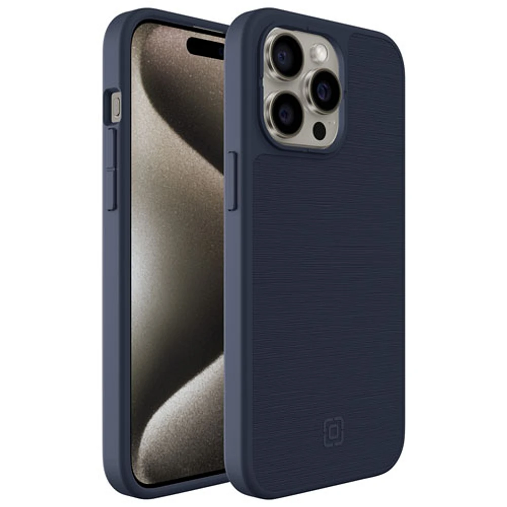 Incipio Cru Leather Fitted Hard Shell Case with MagSafe for iPhone 15 Pro Max - Navy - Only at Best Buy