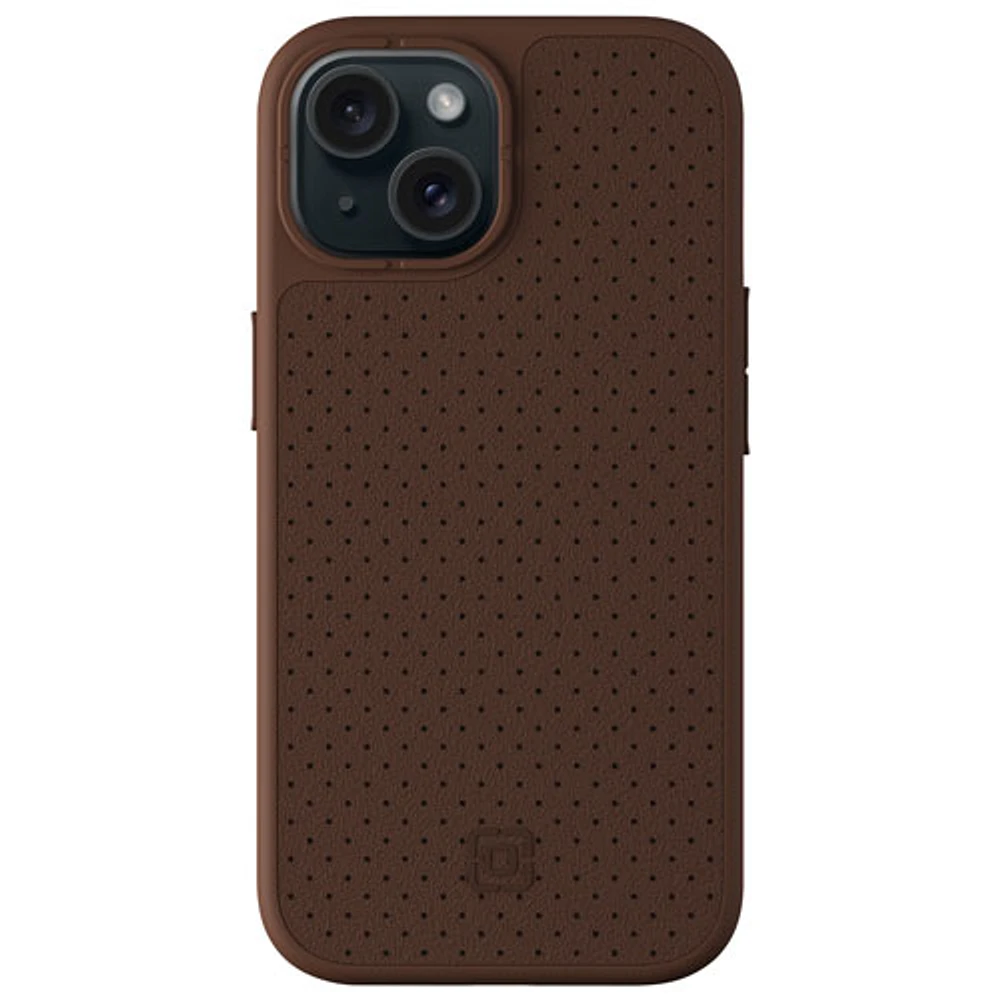 Incipio Cru Leather Fitted Hard Shell Case with MagSafe for iPhone 15/14/13 - Brown - Only at Best Buy