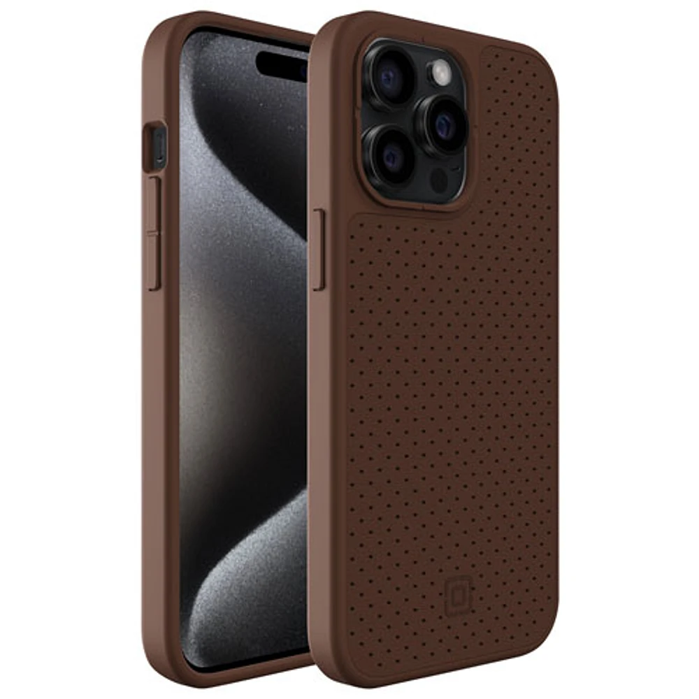 Incipio Cru Leather Fitted Hard Shell Case with MagSafe for iPhone 15 Pro Max - Brown - Only at Best Buy