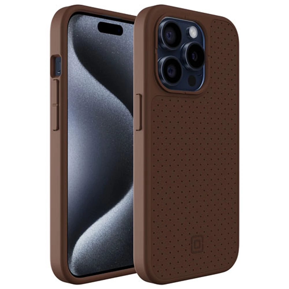 Incipio Cru Leather Fitted Hard Shell Case with MagSafe for iPhone 15 Pro - Brown - Only at Best Buy