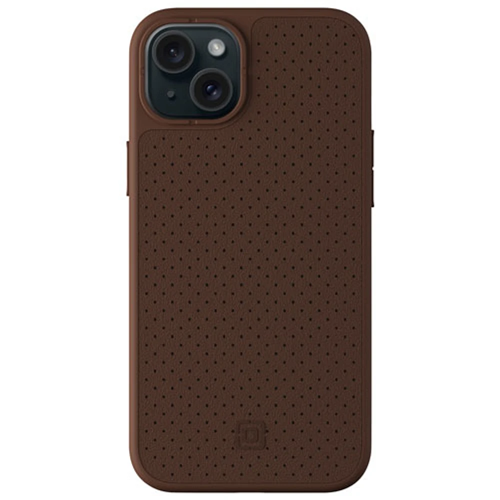 Incipio Cru Leather Fitted Hard Shell Case with MagSafe for iPhone 15 Plus - Brown - Only at Best Buy