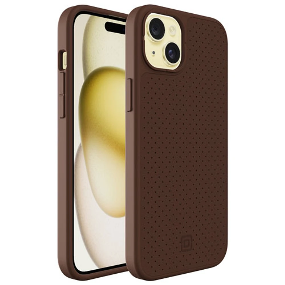 Incipio Cru Leather Fitted Hard Shell Case with MagSafe for iPhone 15 Plus - Brown - Only at Best Buy